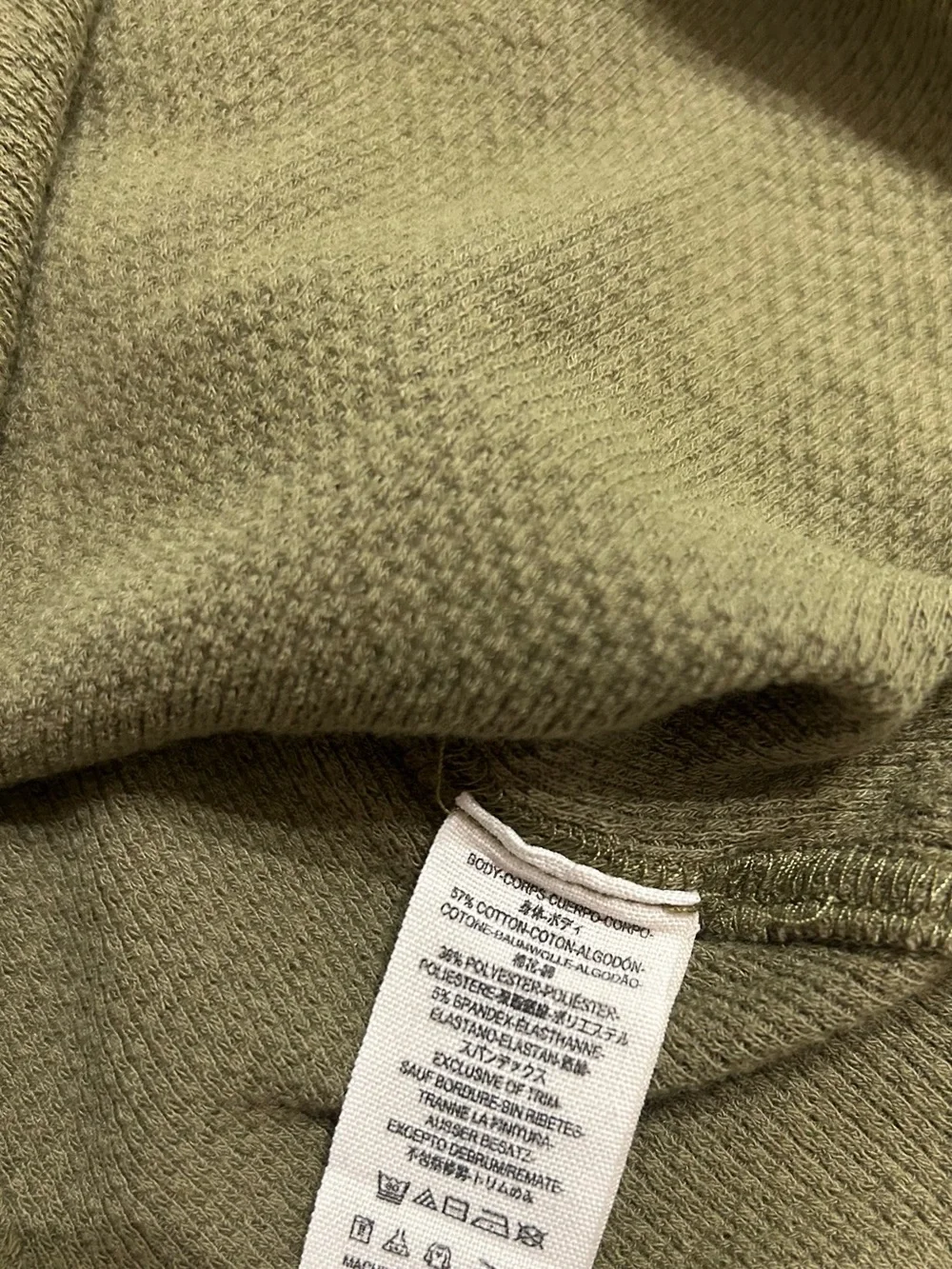Free People Olive Green Waffle Knit Long Sleeve with Embroidered Cuffs